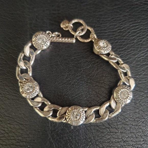 Brighton Fortino Silver Plate Bracelet Crystal Accents Toggle Closure Retired - Picture 7 of 8
